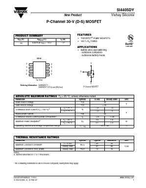 SI4405DY Datasheet PDF Vishay Semiconductors