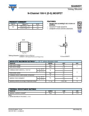 SI4482DY-T1-GE3 Datasheet PDF Vishay Semiconductors