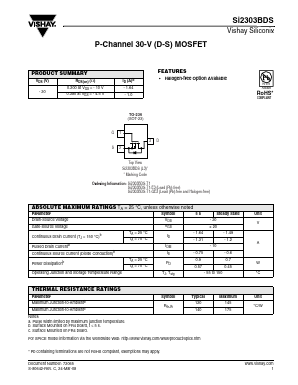 SI2303BDS Datasheet PDF Vishay Semiconductors