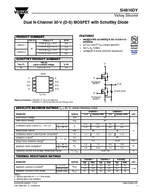 SI4816DY Datasheet PDF Vishay Semiconductors