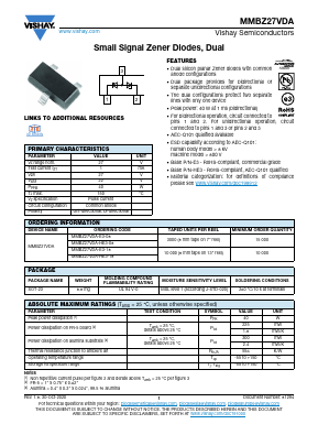 MMBZ27VDA-E3-08 Datasheet PDF Vishay Semiconductors