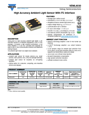 VEML6030-GS15 Datasheet PDF Vishay Semiconductors