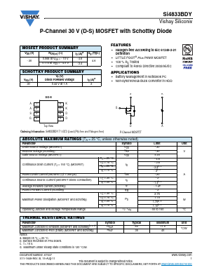 SI4833BDY Datasheet PDF Vishay Semiconductors