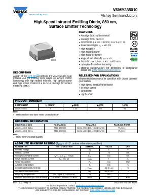 VSMY385010-GS08 Datasheet PDF Vishay Semiconductors
