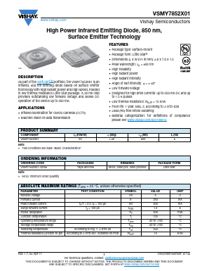 VSMY7852X01 Datasheet PDF Vishay Semiconductors