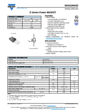 SIHG22N50D Datasheet PDF Vishay Semiconductors