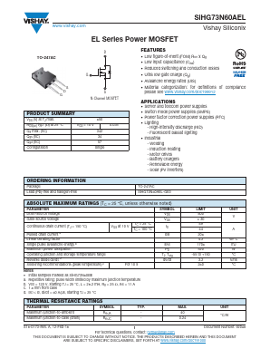 SIHG73N60AEL Datasheet PDF Vishay Semiconductors