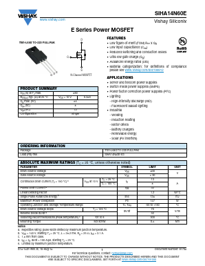 SIHA14N60E Datasheet PDF Vishay Semiconductors