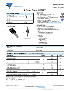 SIHF12N60E Datasheet PDF Vishay Semiconductors