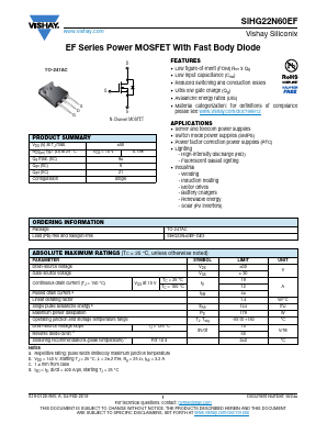 SIHG22N60EF-GE3 Datasheet PDF Vishay Semiconductors