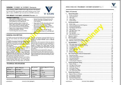 VV6801 Datasheet PDF Vision