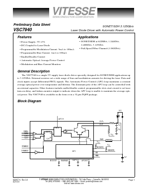 VSC7940 Datasheet PDF Vitesse Semiconductor