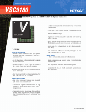 VSC9180 Datasheet PDF Vitesse Semiconductor