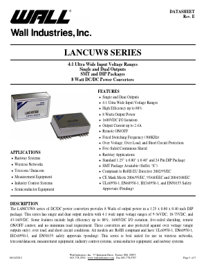 LANC11012DUW8 Datasheet PDF Wall Industries,Inc.