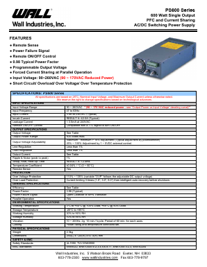 PS600S-P036 Datasheet PDF Wall Industries,Inc.