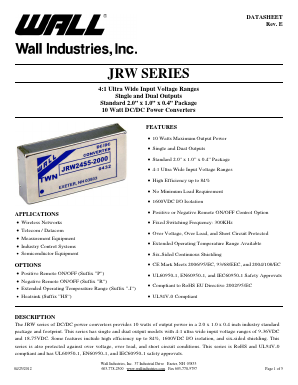 JRW Datasheet PDF Wall Industries,Inc.