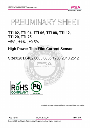 TTL08 Datasheet PDF WALSIN TECHNOLOGY CORPORATION