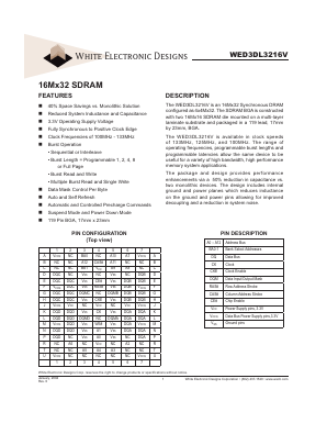 WED3DL3216V Datasheet PDF White Electronic Designs Corporation