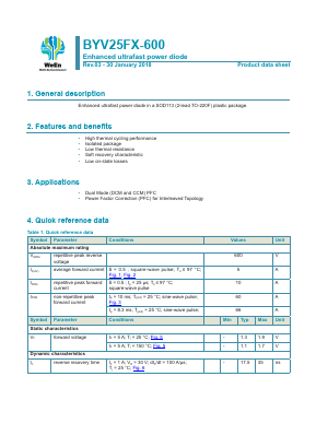 BYV25FX-600 Datasheet PDF WeEn Semiconductors