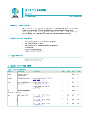 BT138B-600E Datasheet PDF WeEn Semiconductors
