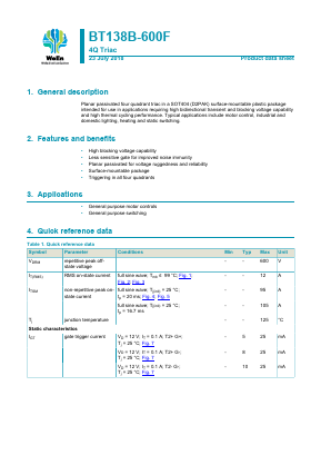 BT138B-600F Datasheet PDF WeEn Semiconductors