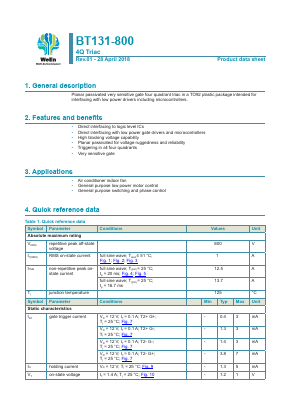 BT131-800 Datasheet PDF WeEn Semiconductors