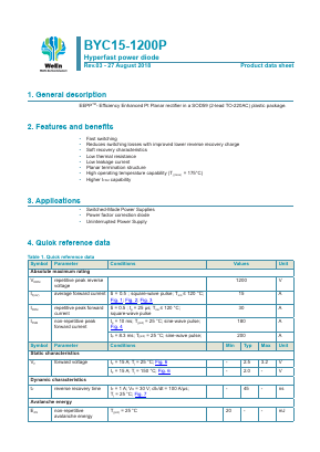 BYC15-1200P Datasheet PDF WeEn Semiconductors