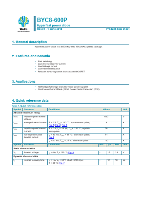 BYC8-600P Datasheet PDF WeEn Semiconductors
