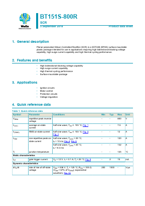 BT151S-800R Datasheet PDF WeEn Semiconductors