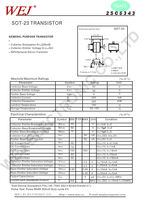 2SC5343 Datasheet PDF WEJ ELECTRONIC CO.