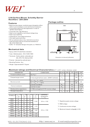 SS520 Datasheet PDF WEJ ELECTRONIC CO.