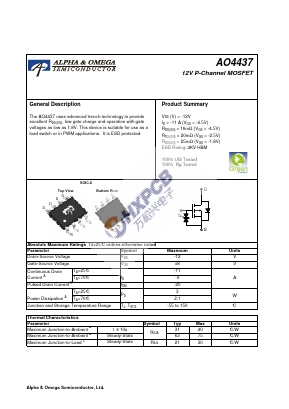 AO4437 Datasheet PDF shenzhen wanhexing Electronics Co.,Ltd