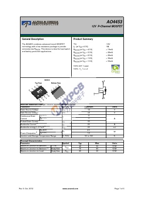 AO4453 Datasheet PDF shenzhen wanhexing Electronics Co.,Ltd