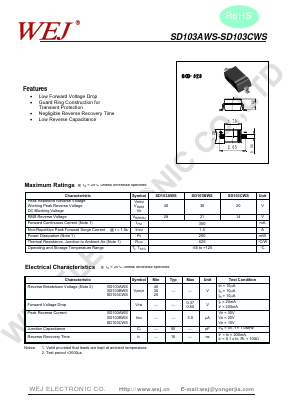SD103CWS Datasheet PDF SHENZHEN YONGERJIA INDUSTRY CO.,LTD