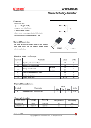 WSF20D100-HF Datasheet PDF Shenzhen Winsemi Microelectronics Co., Ltd