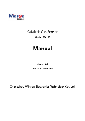MC115 Datasheet PDF Zhengzhou Winsen Electronics Technology Co., Ltd.
