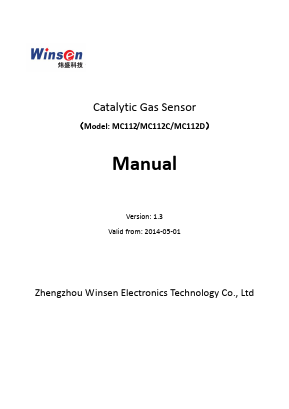 MC112 Datasheet PDF Zhengzhou Winsen Electronics Technology Co., Ltd.