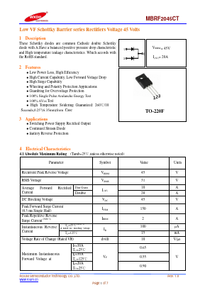 MBRF2045CT Datasheet PDF Jiangsu Donghai Semiconductor Technology Co.,Ltd