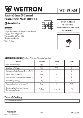 STM4884A Datasheet PDF Weitron Technology