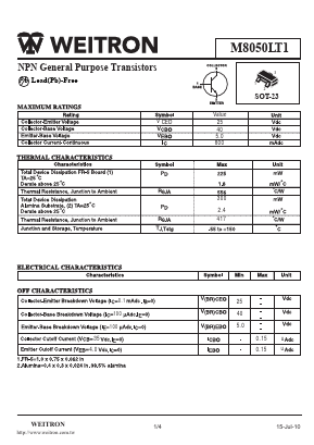 M8050LT1 Datasheet PDF Weitron Technology