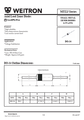 MTZJ11D Datasheet PDF Weitron Technology