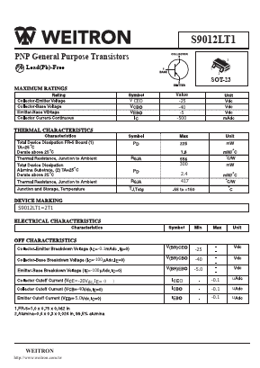 S9012T1 Datasheet PDF Weitron Technology