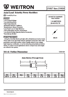 1N5819 Datasheet PDF Weitron Technology