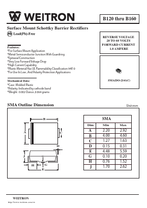 B120 Datasheet PDF Weitron Technology