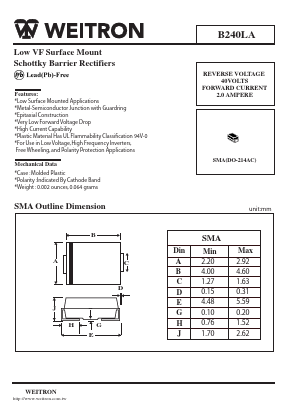 B240LA Datasheet PDF Weitron Technology