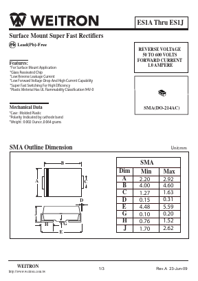 ES1A Datasheet PDF Weitron Technology