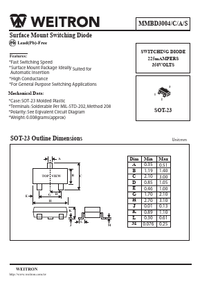 MMBD3004C Datasheet PDF Weitron Technology