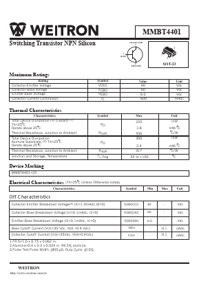 MMBT4401 Datasheet PDF Weitron Technology