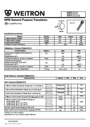 MPS2222A Datasheet PDF Weitron Technology