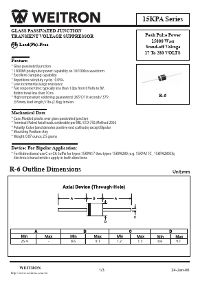 15KPA78A Datasheet PDF Weitron Technology